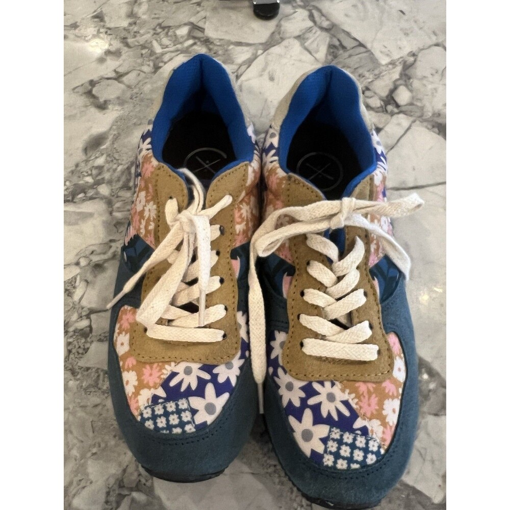 INKKAS Floral Patchwork Sneakers Womens 6 EU39 Suede Leather Casual Shoe